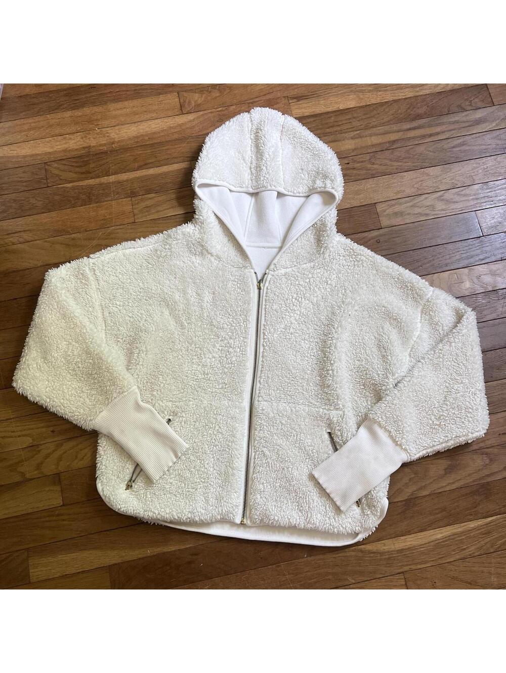 reversible Athleta sherpa cream zip up jacket